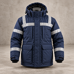 Freezer Clothing - Insulated Navy Freezer Jacket With Hood