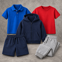 Kids Clothing On Warm Concrete